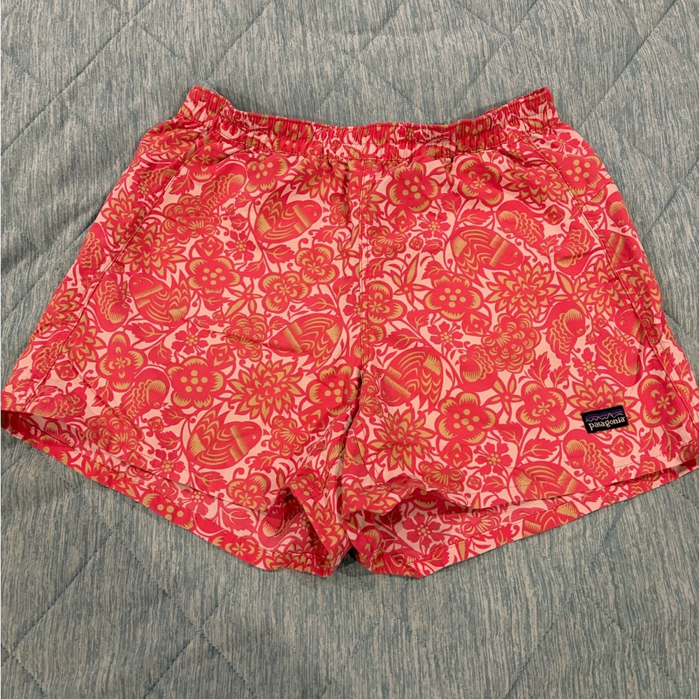 Patagonia Pink Floral Huggies Shorts - Size Small